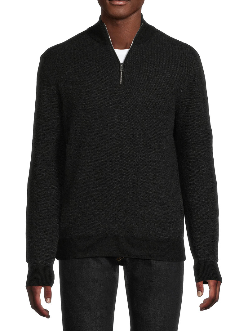Men's Birdseye Cashmere Quarter-Zip Sweater - Classic Black 3