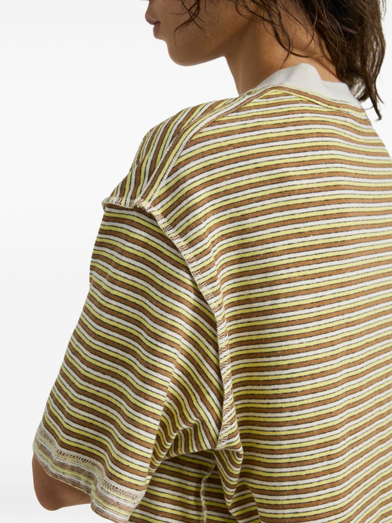 striped-pattern flower T-shirt 5