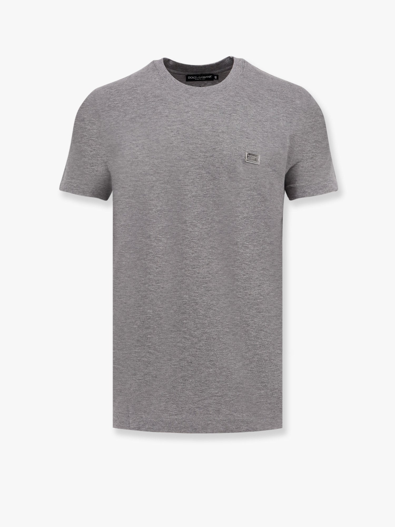 Dolce & Gabbana Cotton T-Shirt With Metal Logo Detail - 1