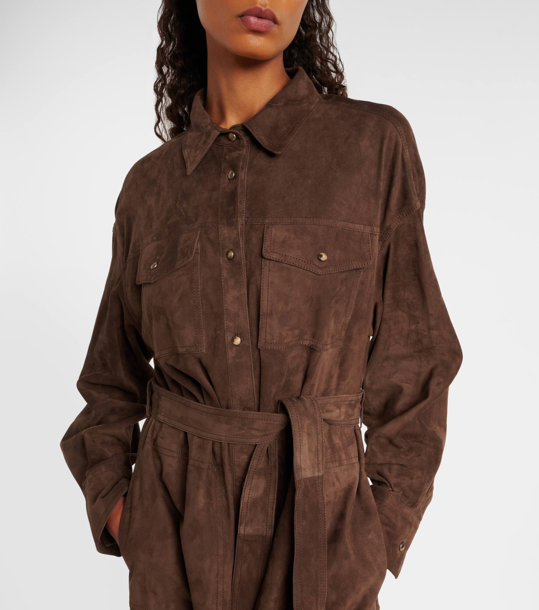 Monili belted suede shirt dress - 4