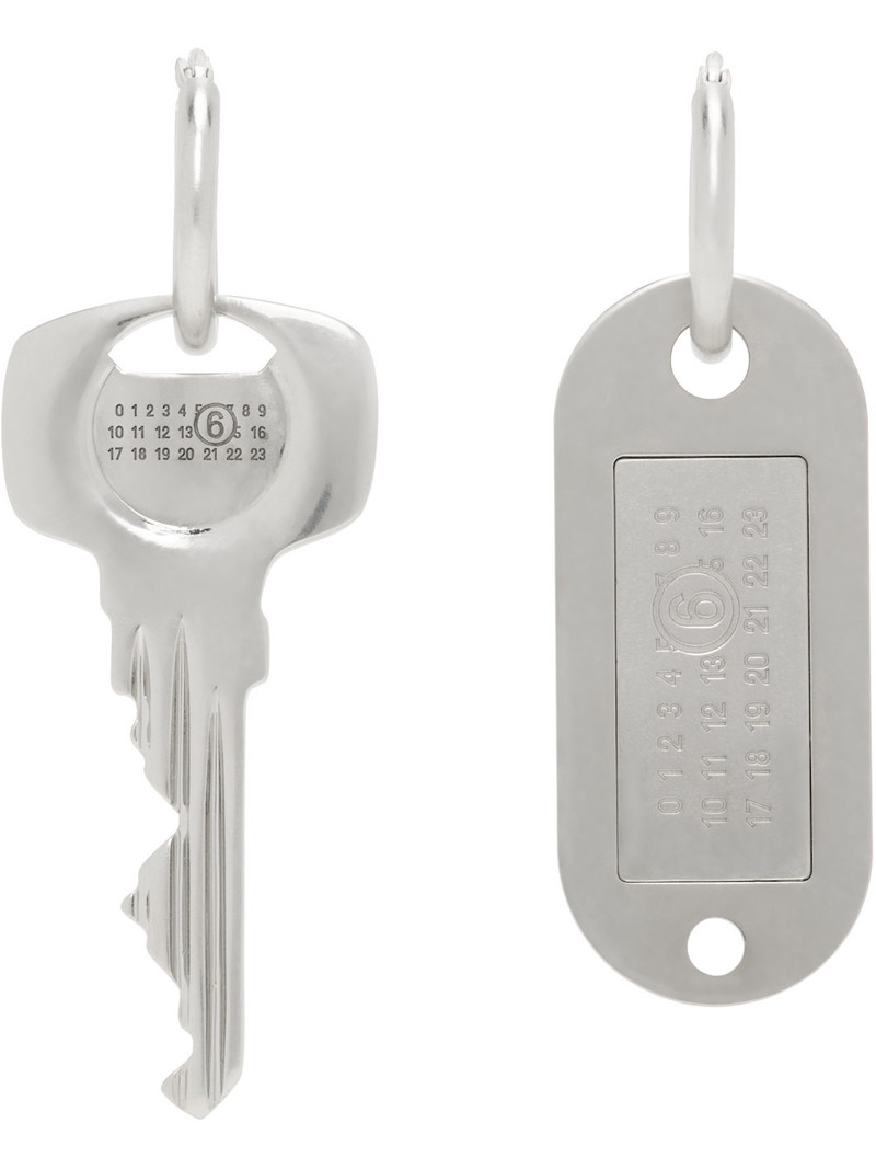 Silver Key Tag Earrings 1
