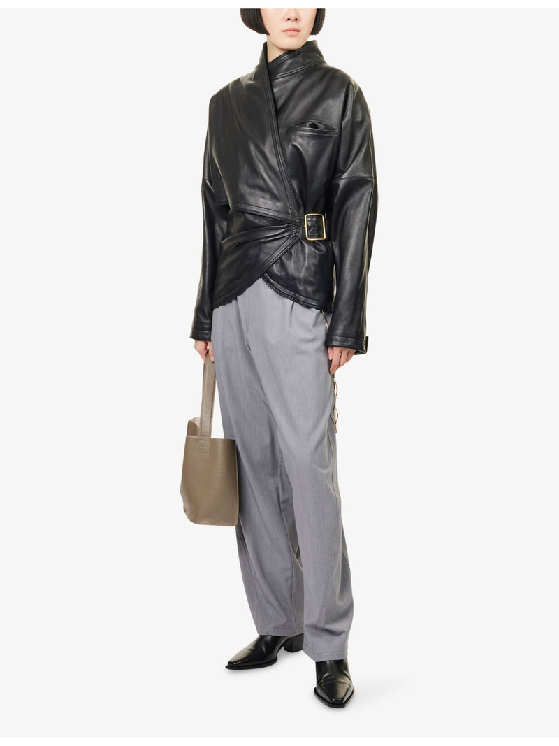 DARKPARK Cindy Draped Leather Jacket outlook
