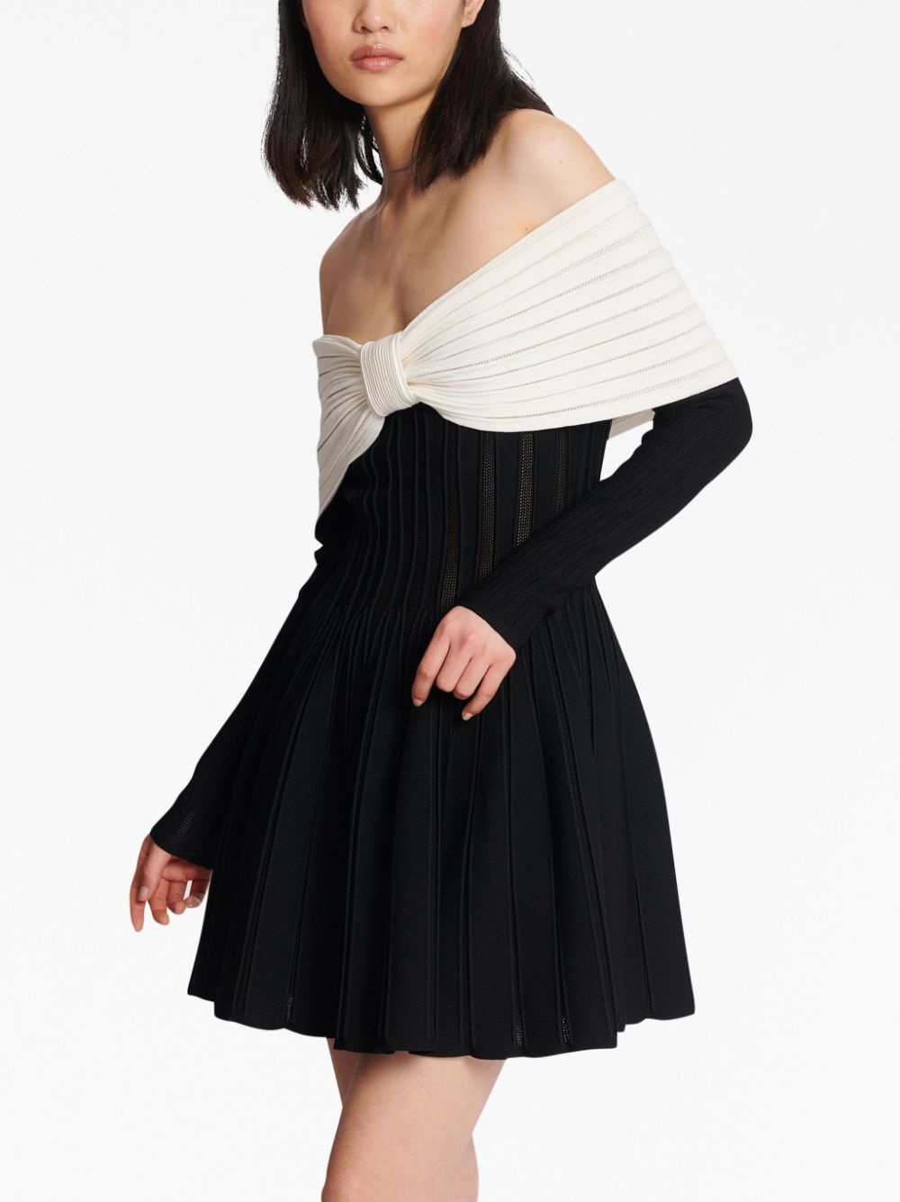 off-shoulder knitted minidress - 7