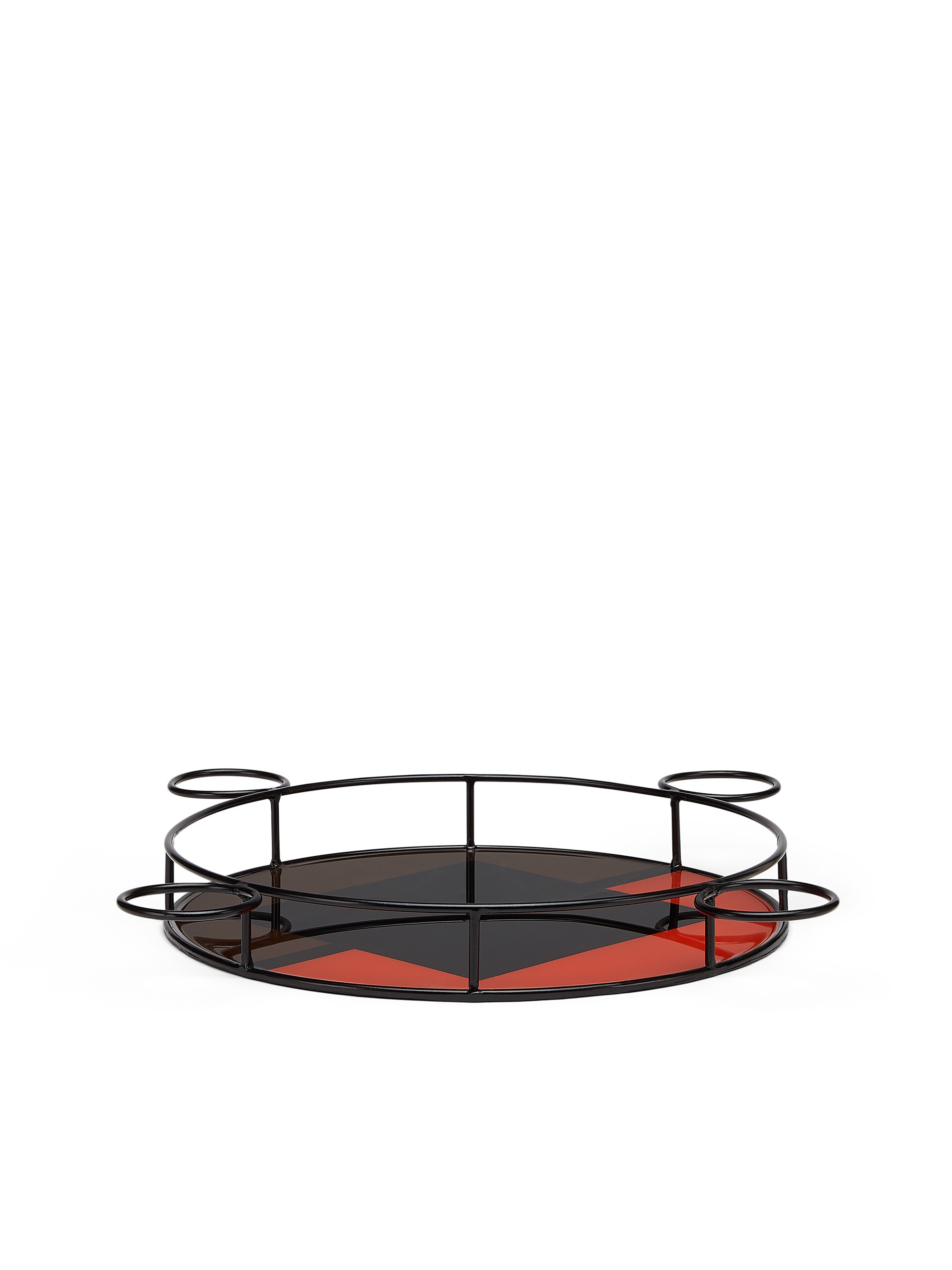 MARNI MARKET ROUND TRAY IN IRON AND RED, BROWN AND BLACK RESIN - 2