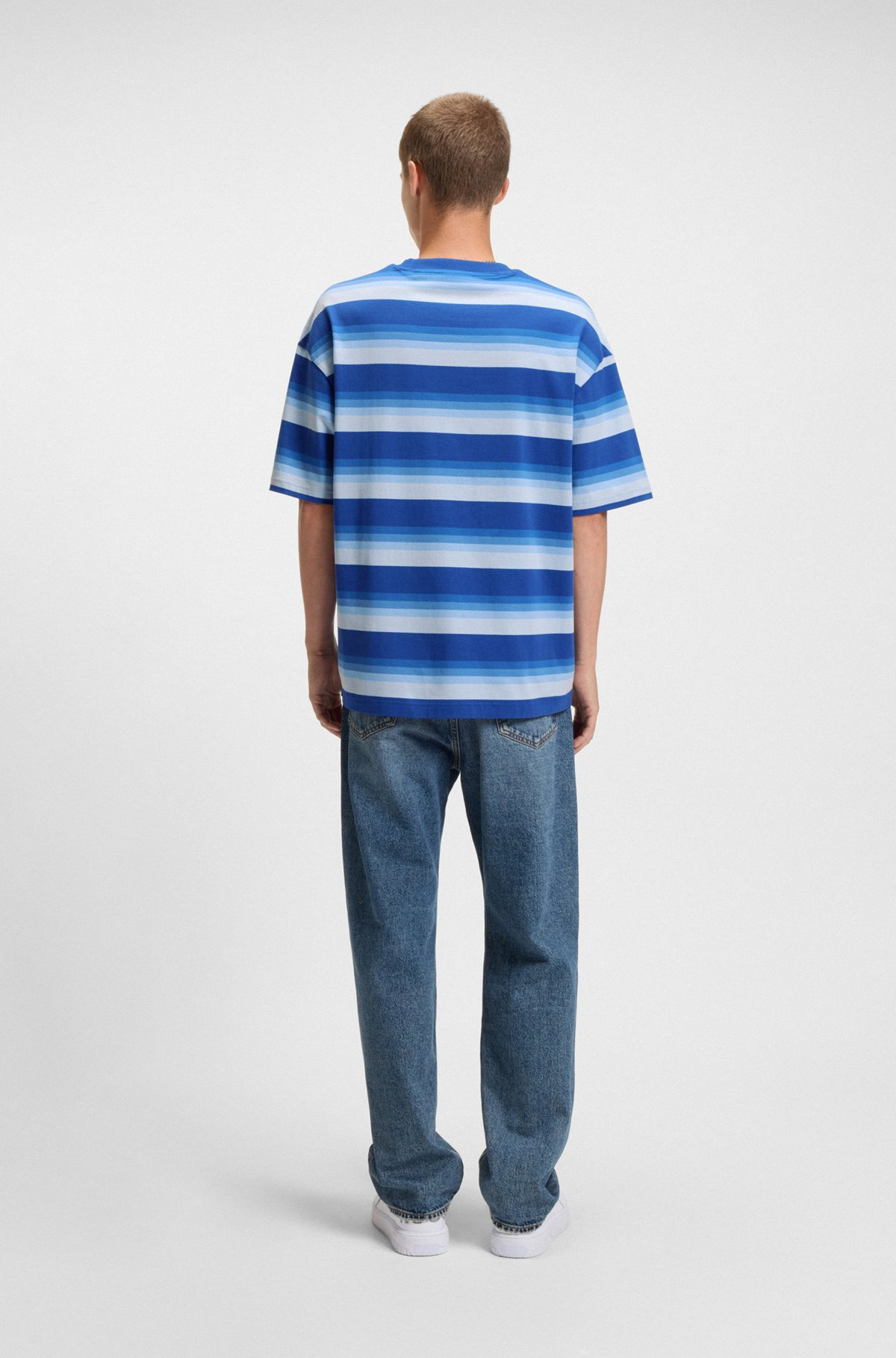 LOOSE-FIT T-SHIRT IN COTTON WITH BLOCK STRIPES - 5