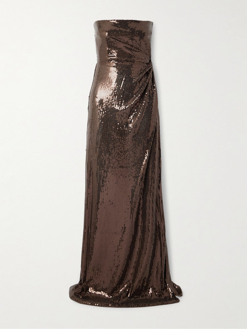 Strapless Sequined Tulle Gown - 1
