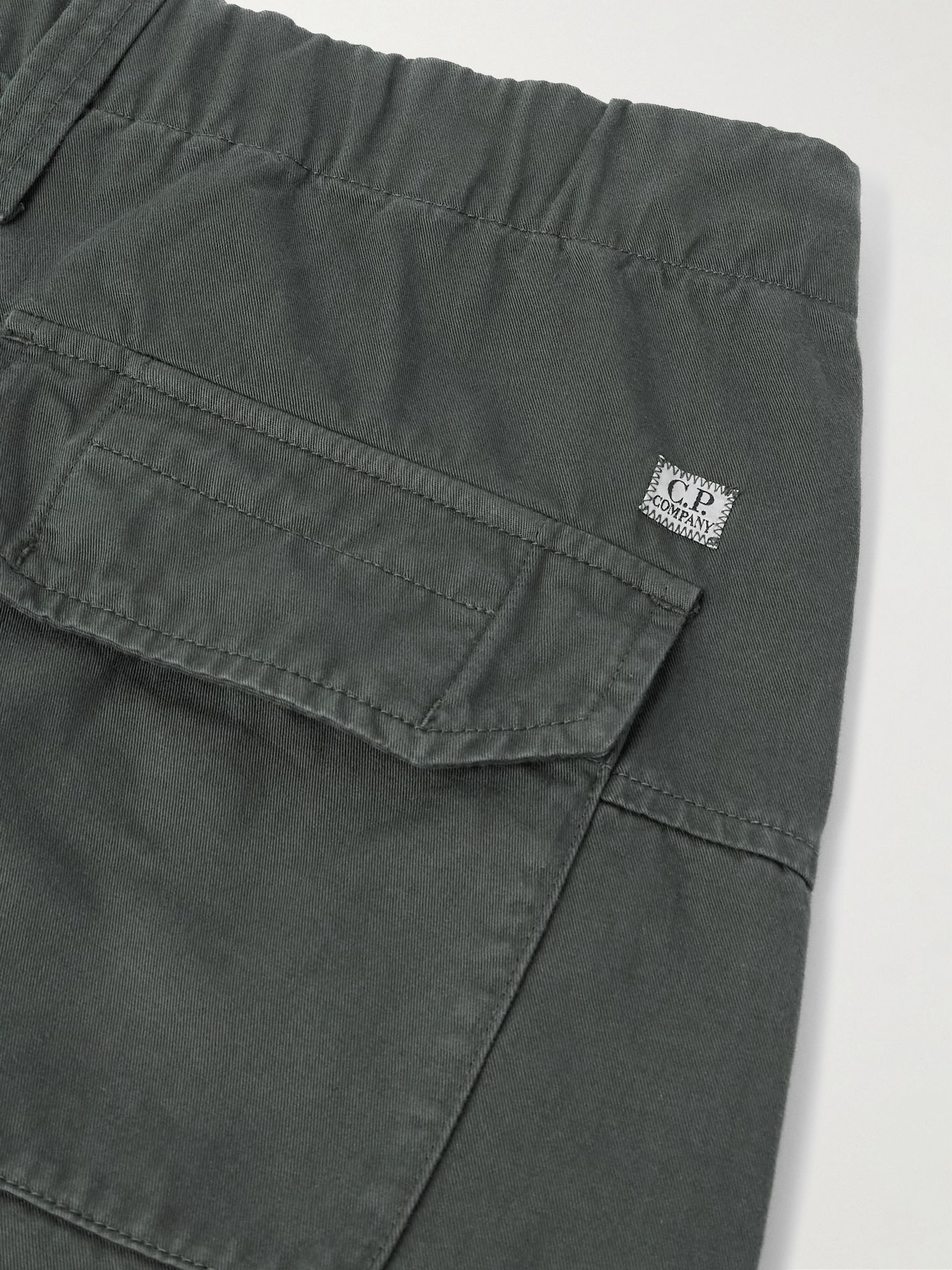 Wide-Leg Pleated Cotton-Gabardine Cargo Trousers Gray - 5