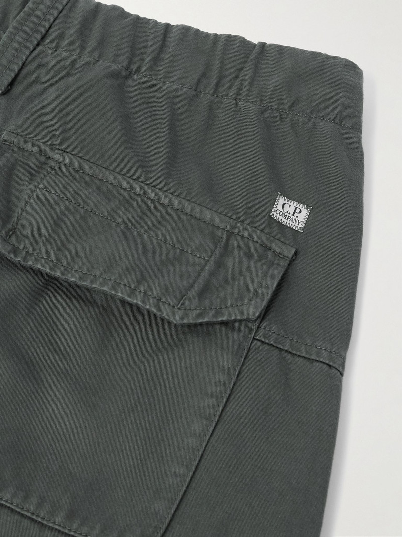 Wide-Leg Pleated Cotton-Gabardine Cargo Trousers Gray 5
