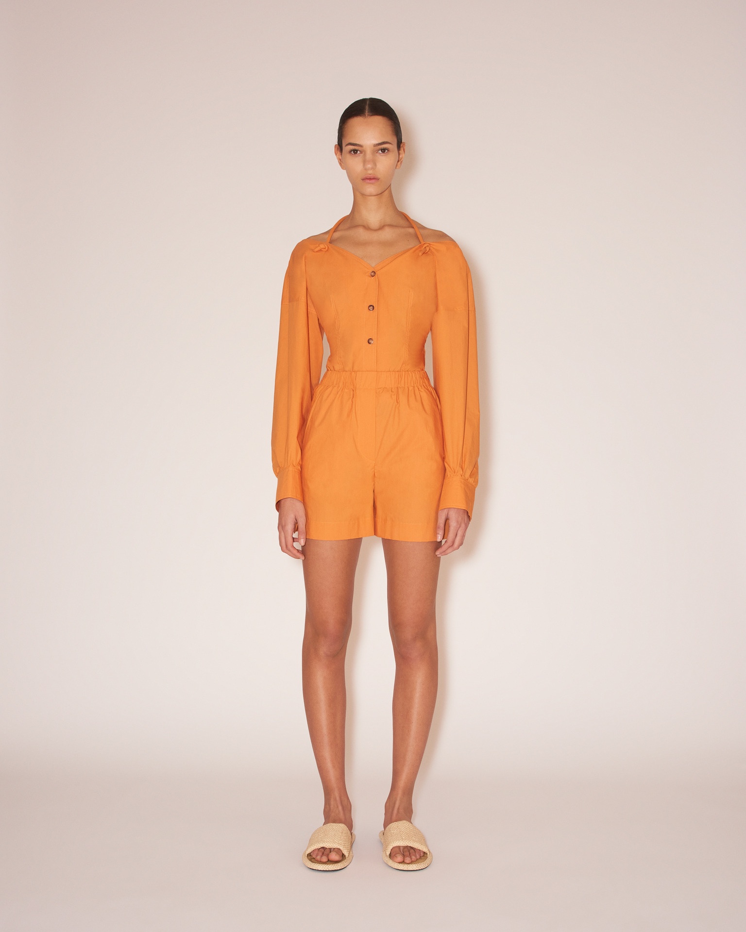 MEGAN - Light poplin shorts - Orange - 2