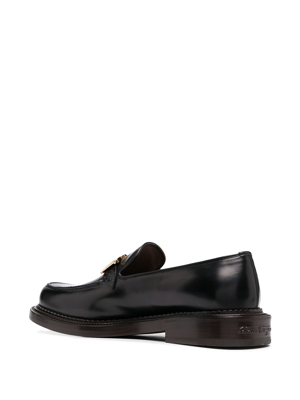 Gancini and stud leather loafers - 3