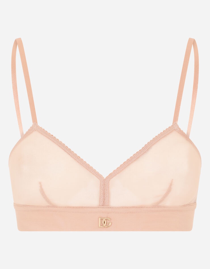 Tulle triangle bra with DG logo - 1