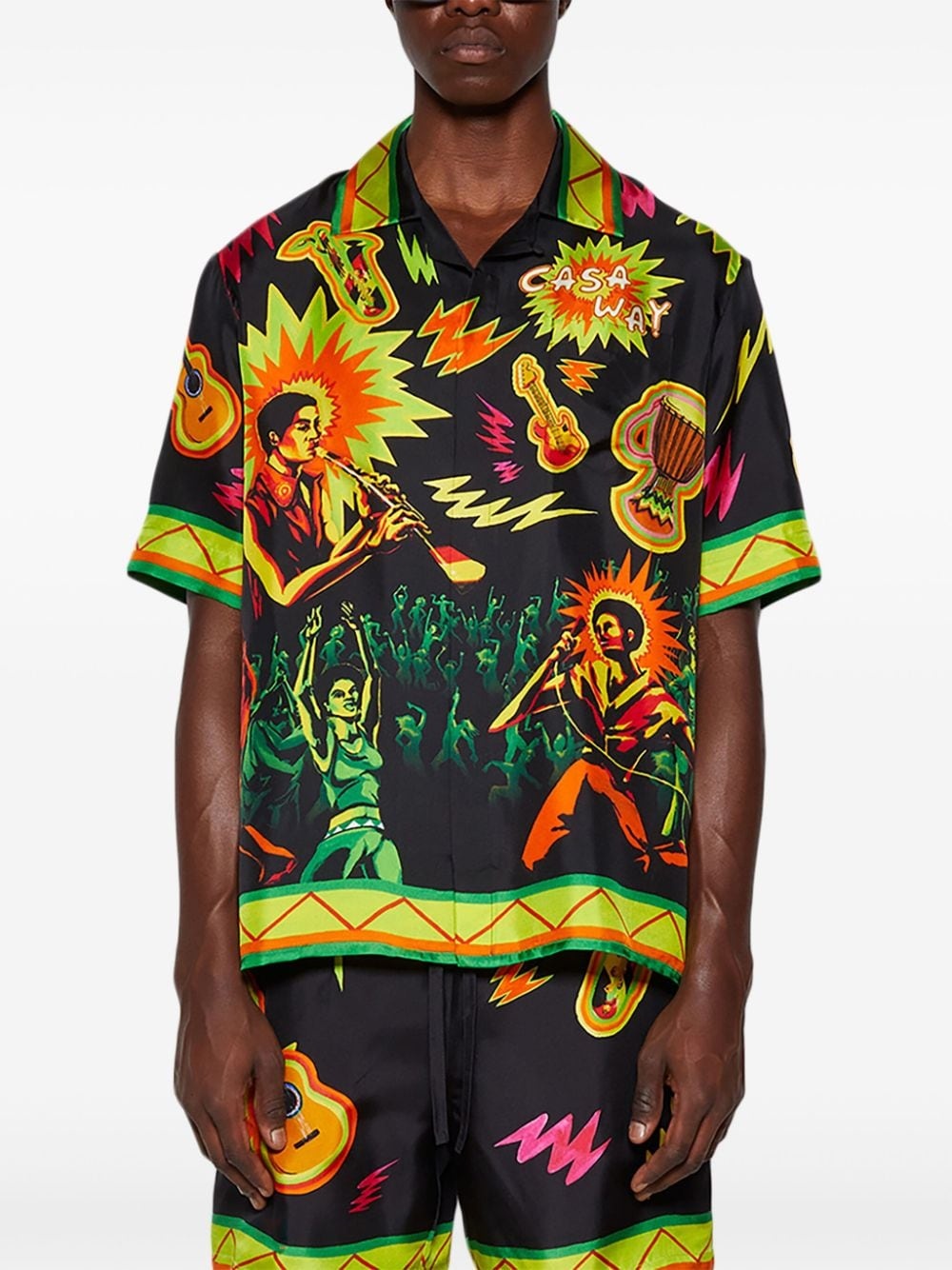 graphic-print silk shirt - 3