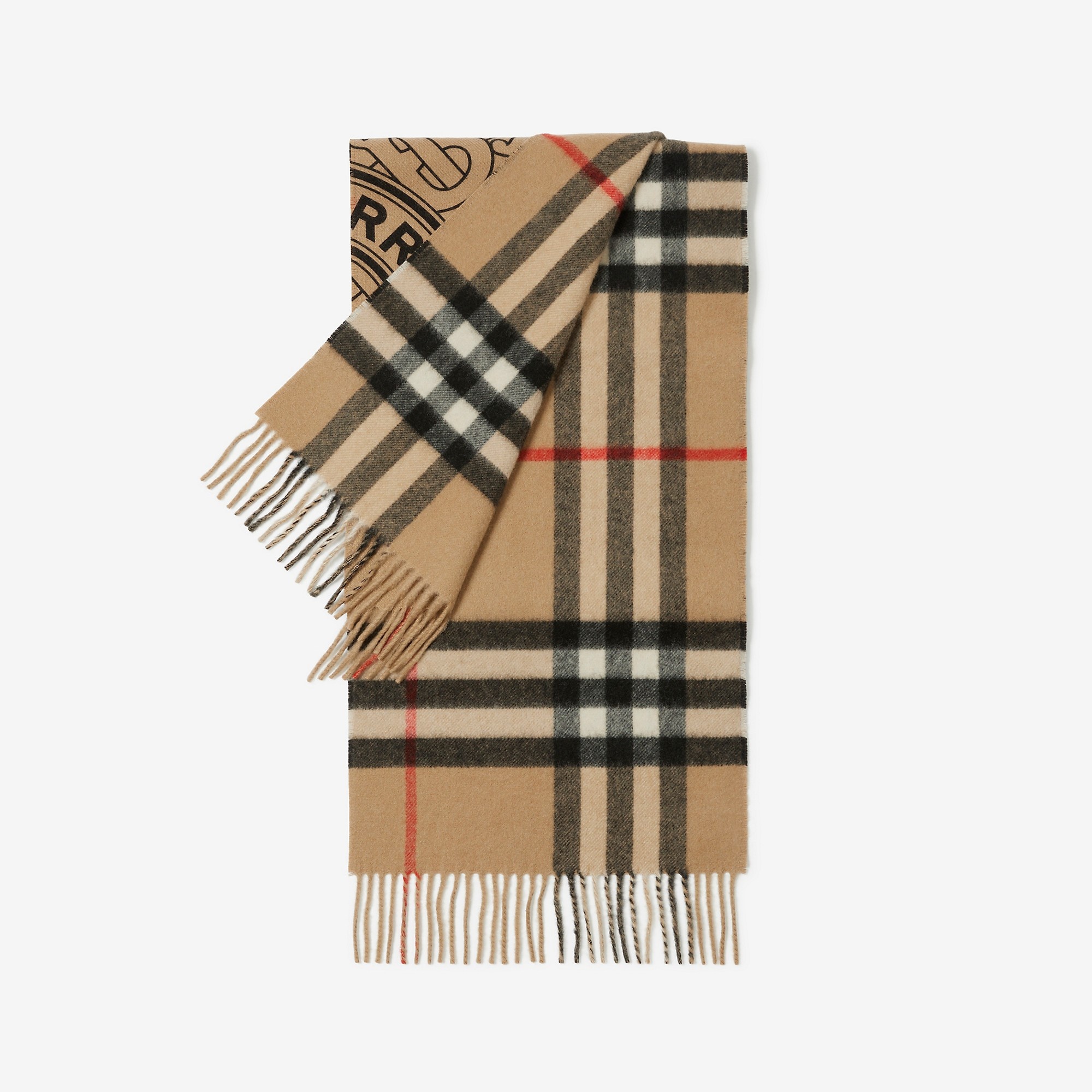 BURBERRY Reversible Check And Monogram Cashmere Scarf