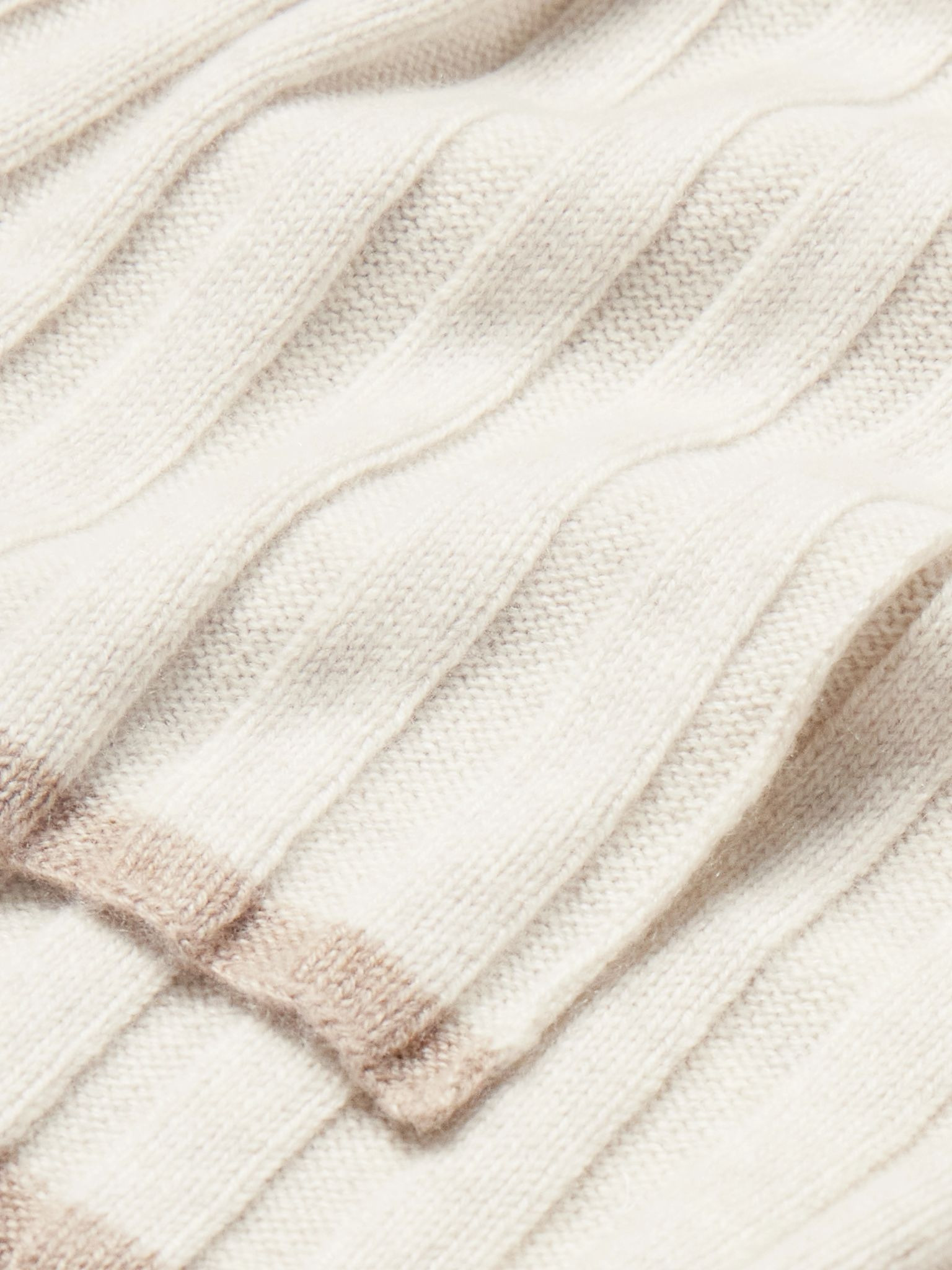 Ribbed Cashmere Scarf Cream - 3