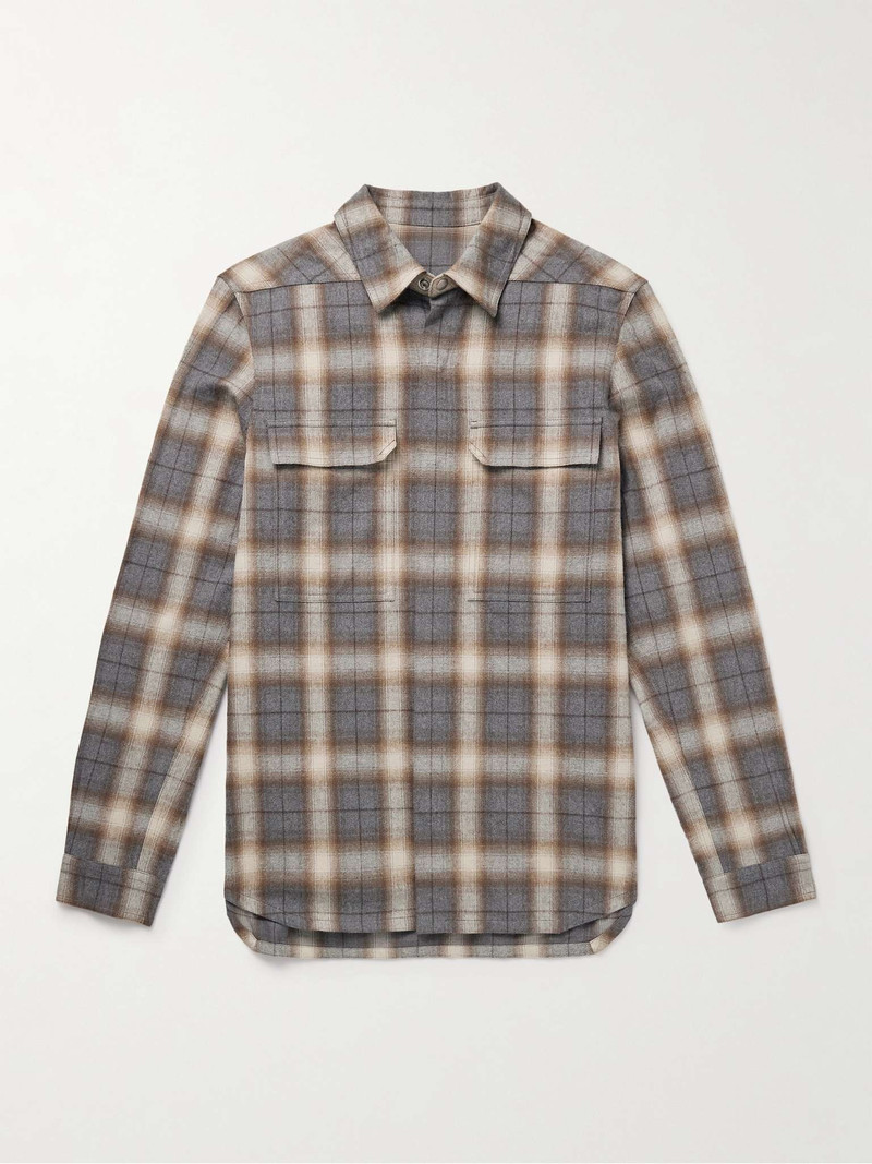 Webbing-Trimmed Checked Cotton-Flannel Overshirt - 1