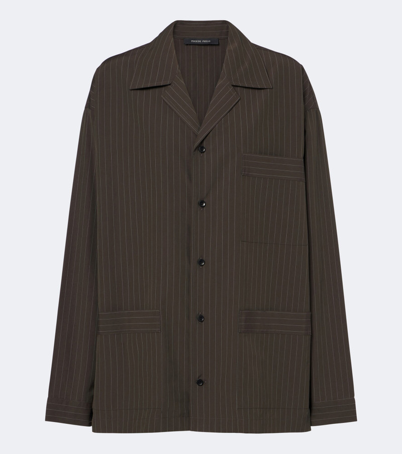 Pinstripe cotton-blend pajama shirt 1