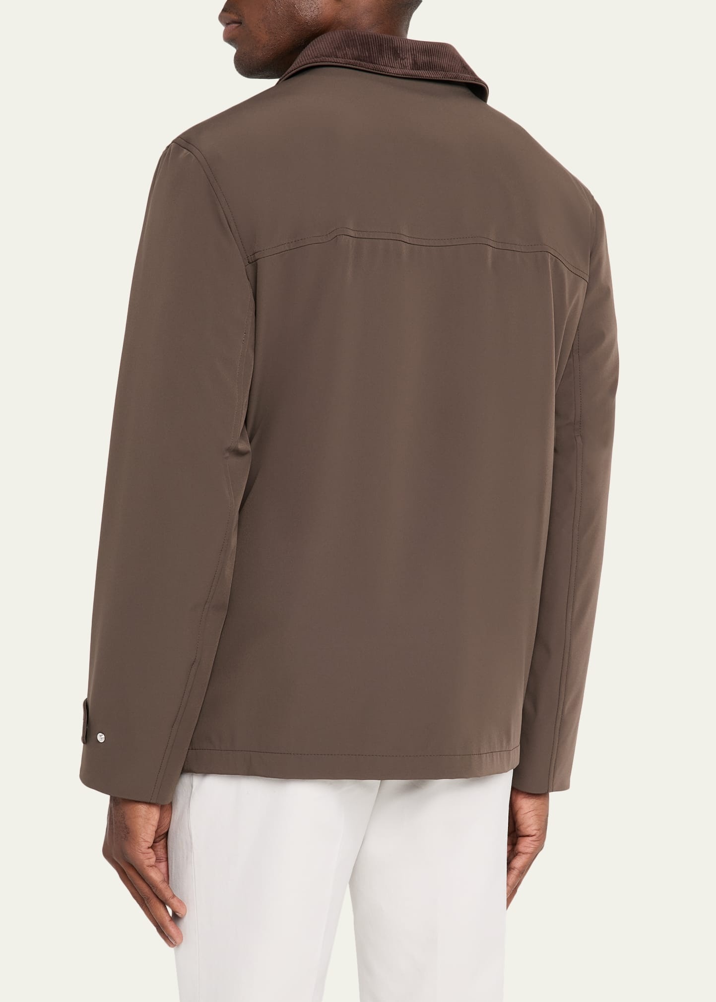 Men's Nylon Corduroy-Collar Full-Zip Jacket - 3