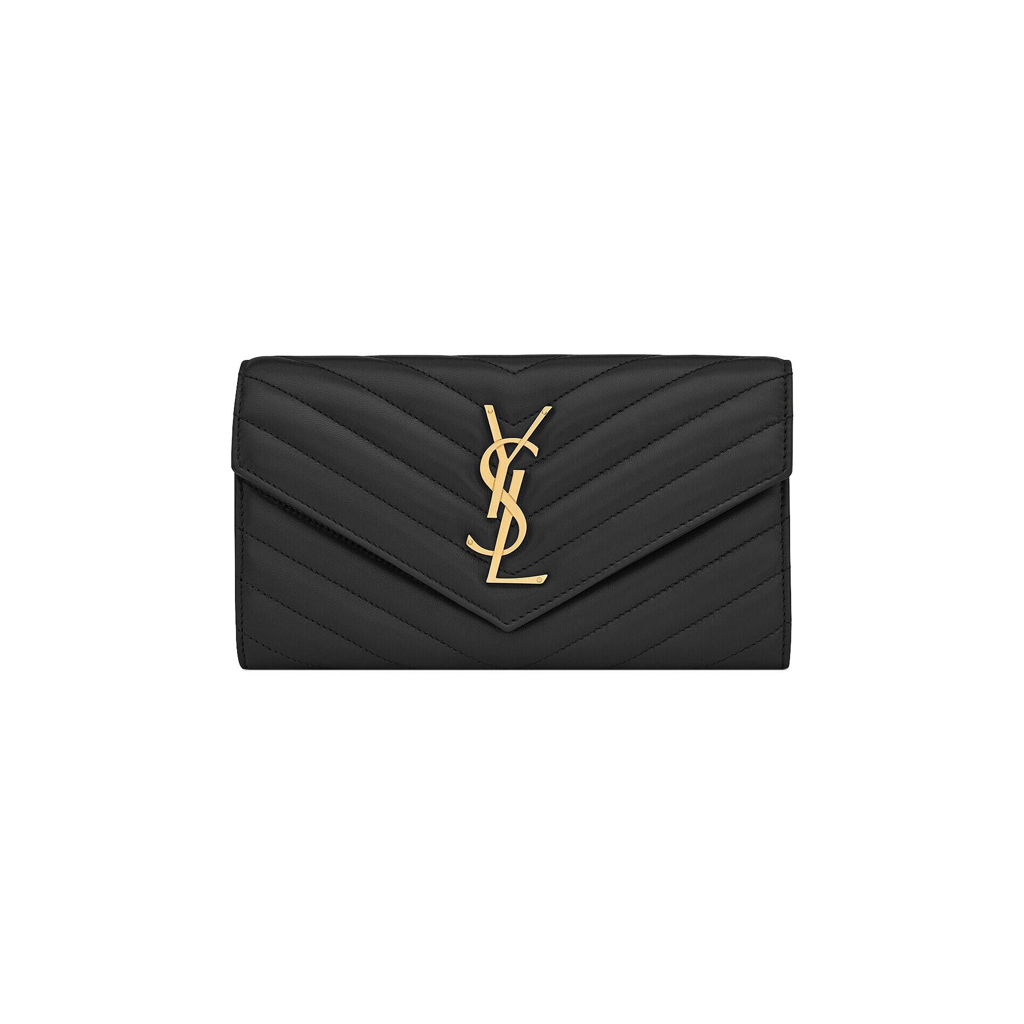 Saint Laurent Cassandre Matelassé Large Flap Wallet 'Noir' - 1