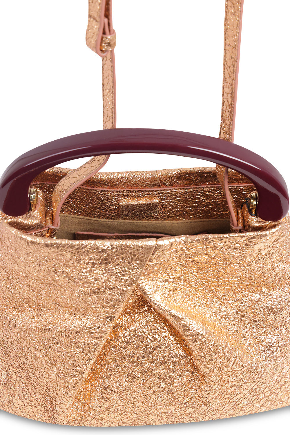 METALLIC MINI RESIN HANDLE BAG | SALMON - 3