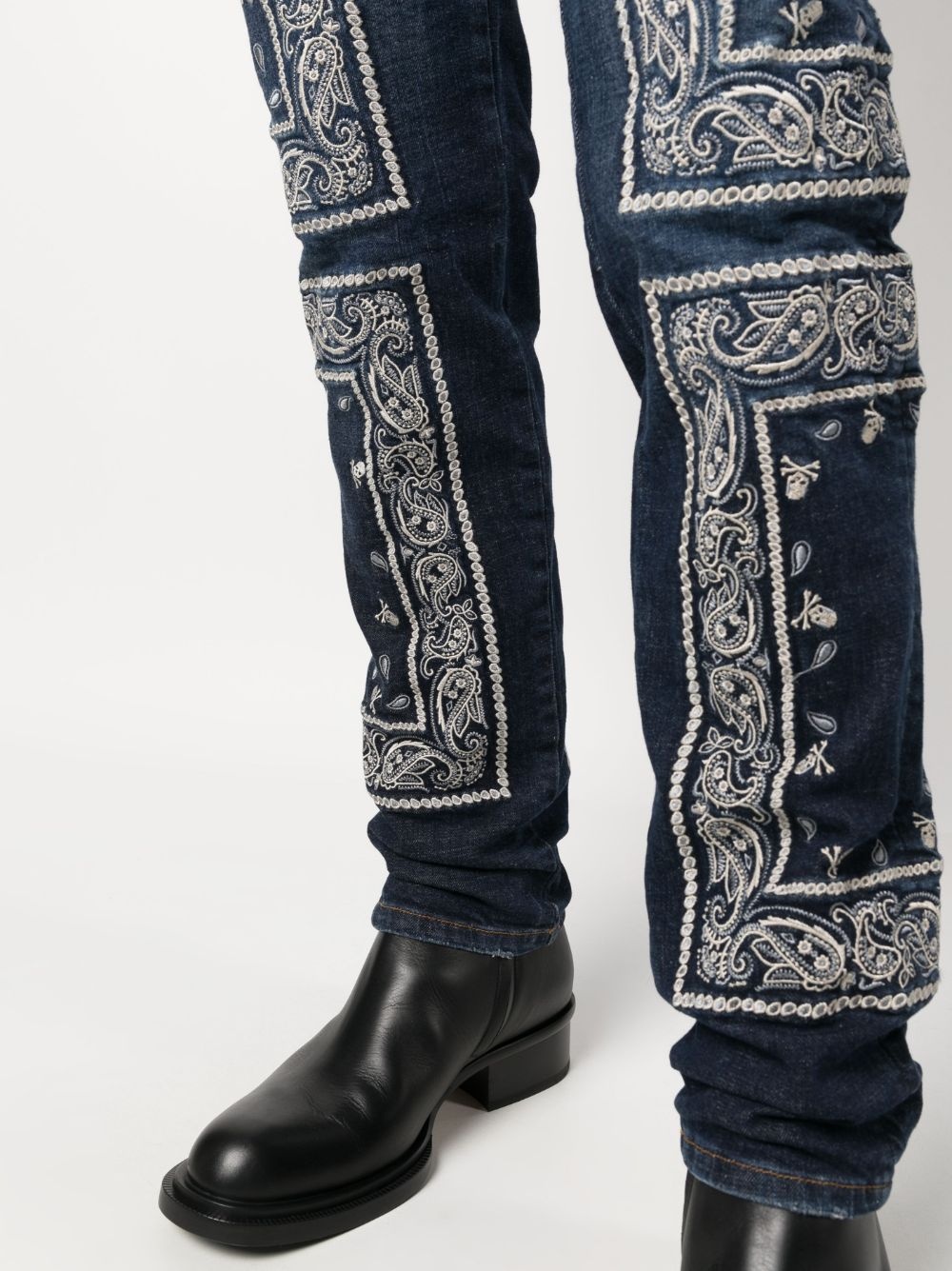 paisley-embroidered straight-leg jeans - 5