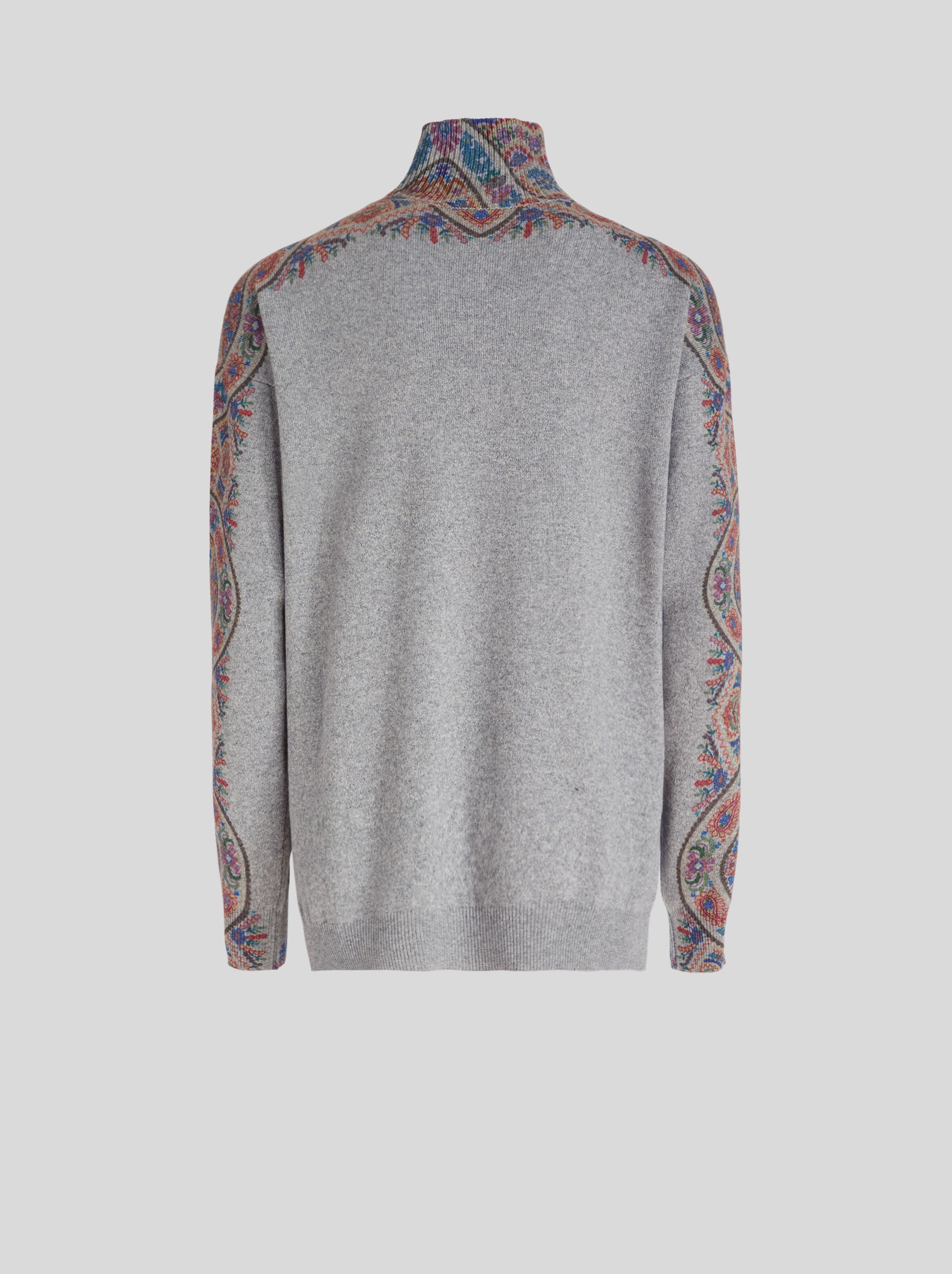 PRINTED POLO NECK WOOL AND CASHMERE JUMPER - 5
