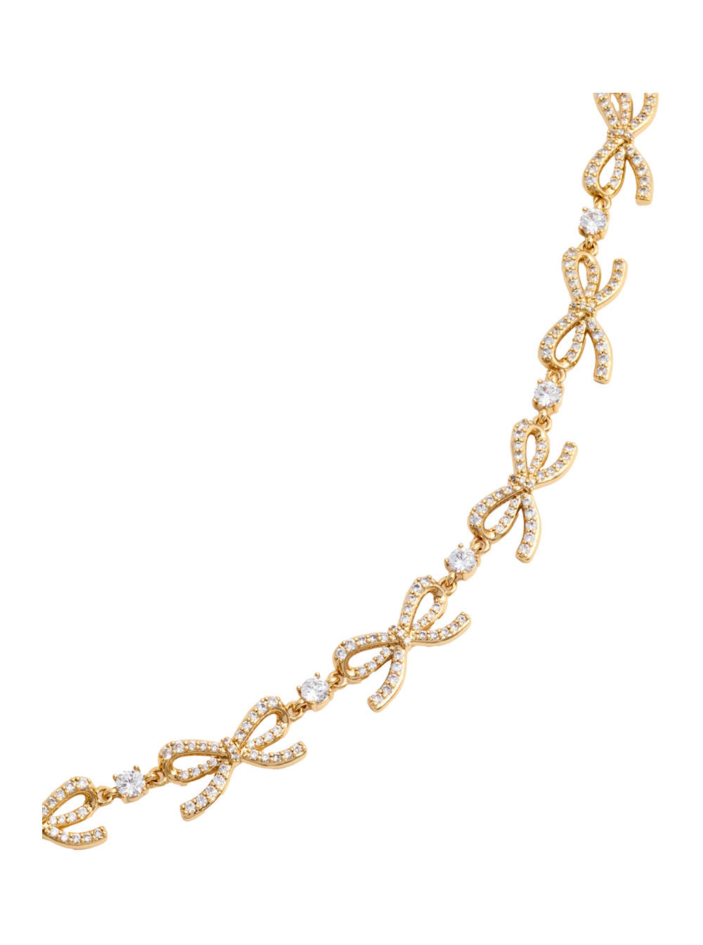 Self-Portrait Women Metallic Necklace With Bow And Crystal Embellishments In Copper And Crystals Wom - 2