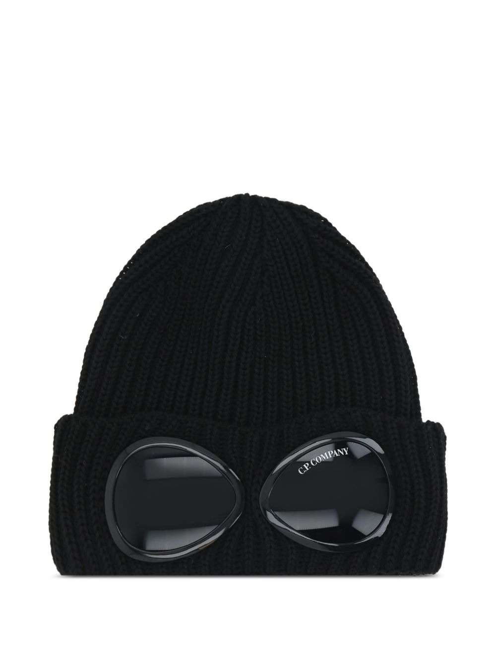 goggle-lens ribbed beanie hat - 2