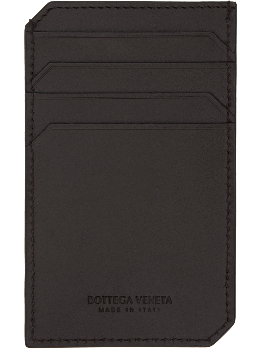 Brown Intrecciato Piccolo Vertical Card Holder - 1