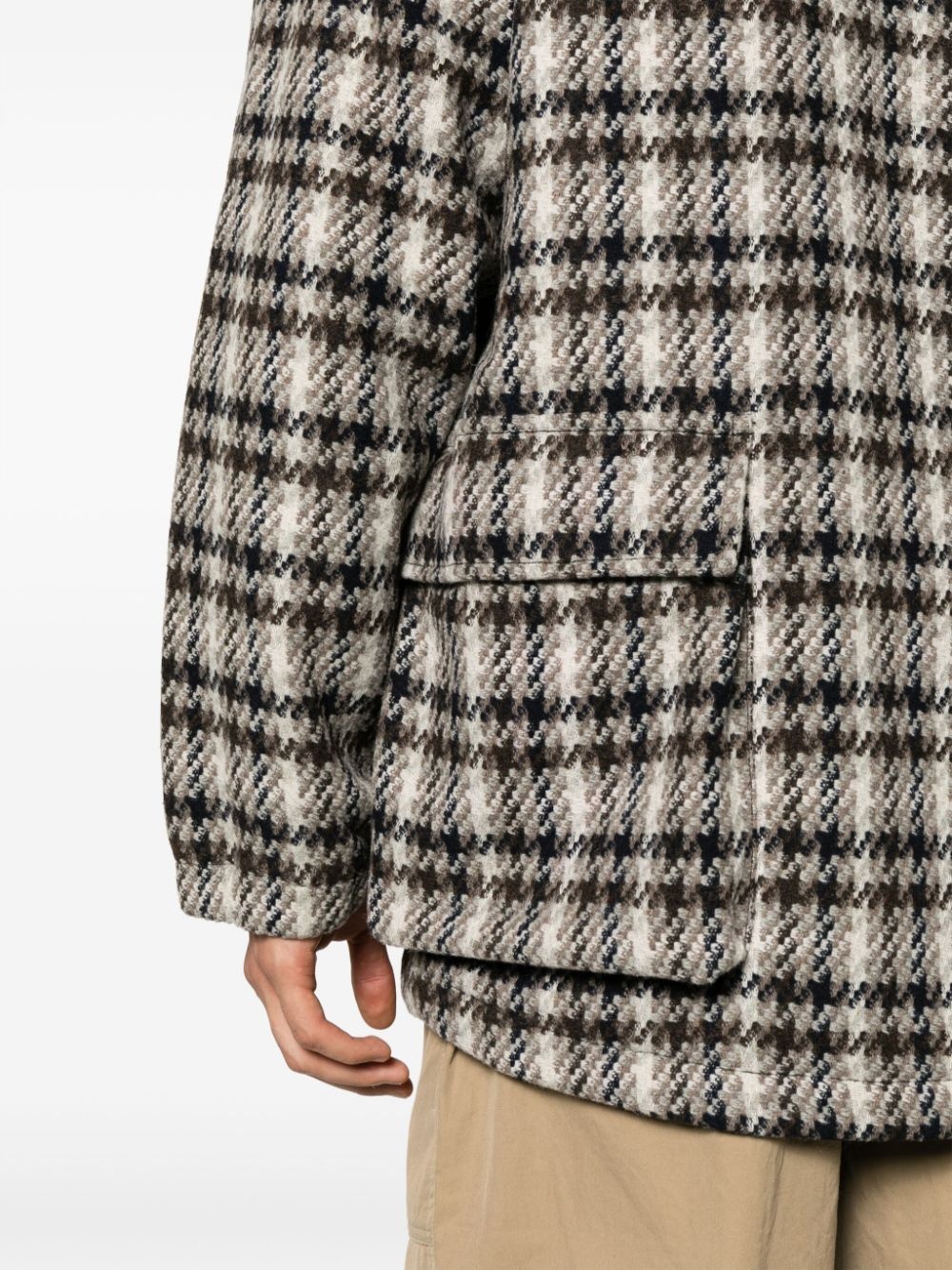 plaid check-pattern knitted jacket - 5