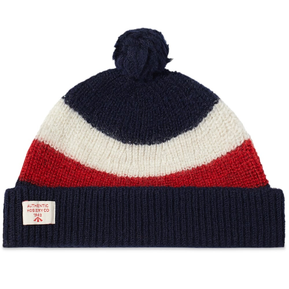 Nigel Cabourn Striped Pom Pom Beanie - 1