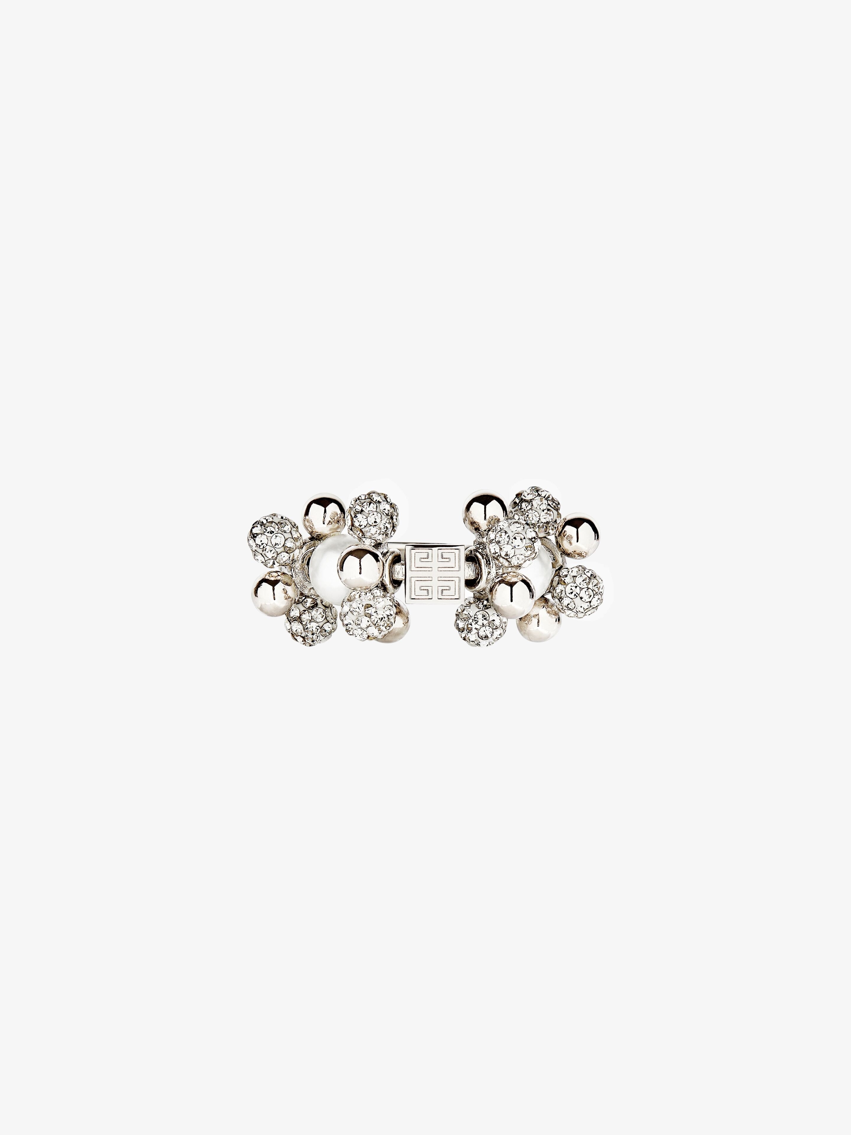 4G PEARL RING WITH CRYSTALS - 1