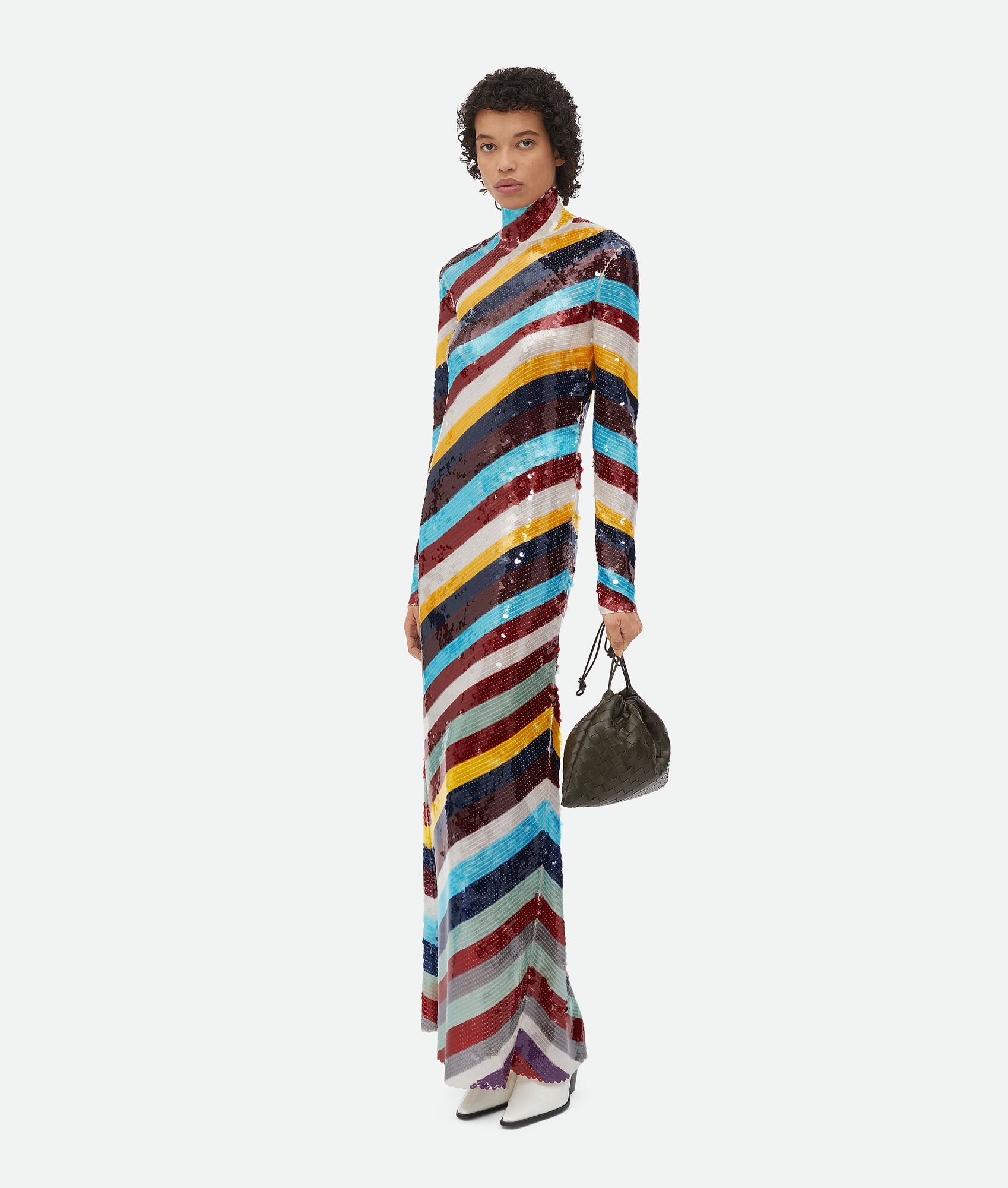 Striped Cotton Sequined Dress - 1