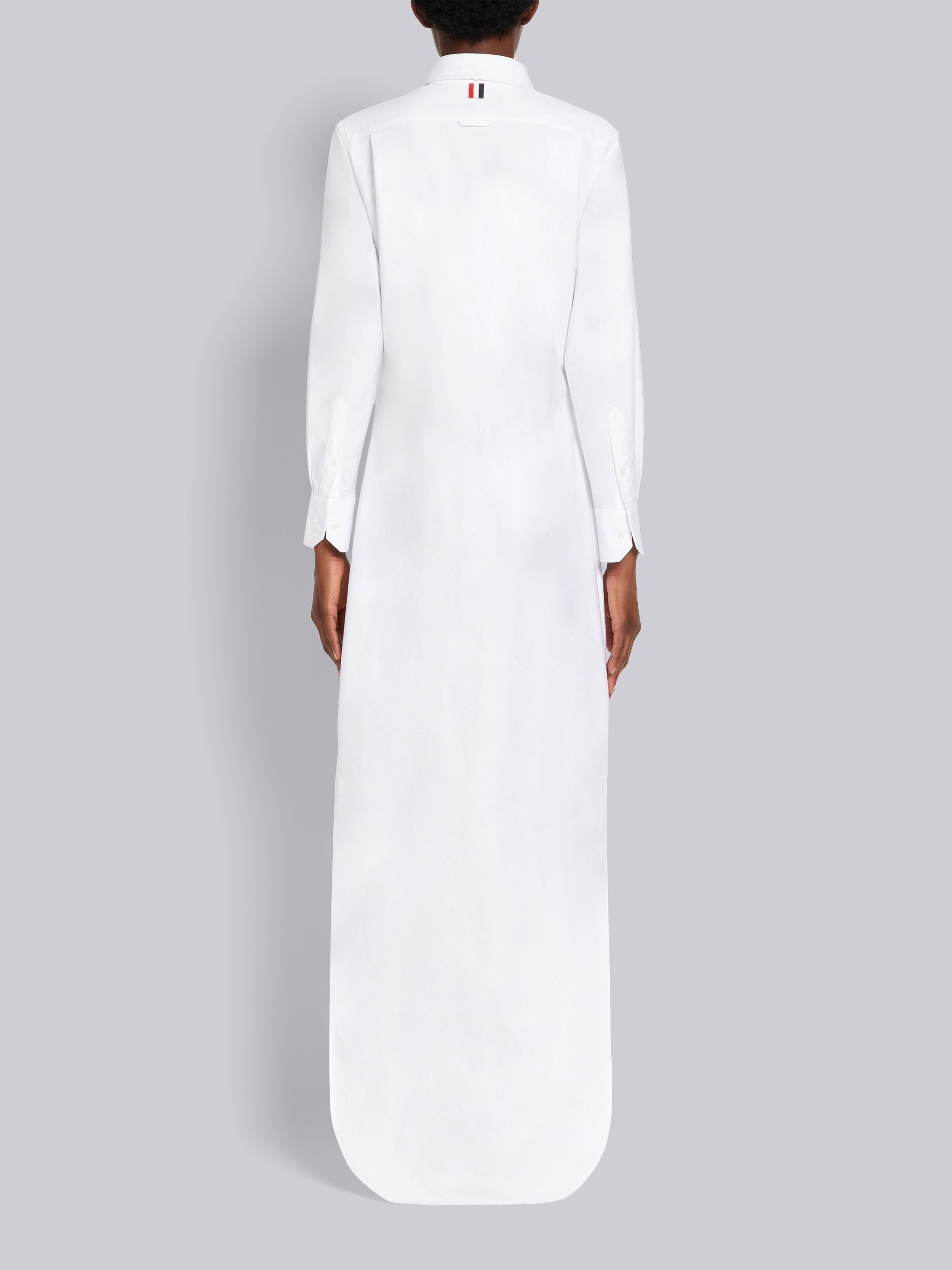 White Oxford Point Collar Ankle Length Shirtdress - 3