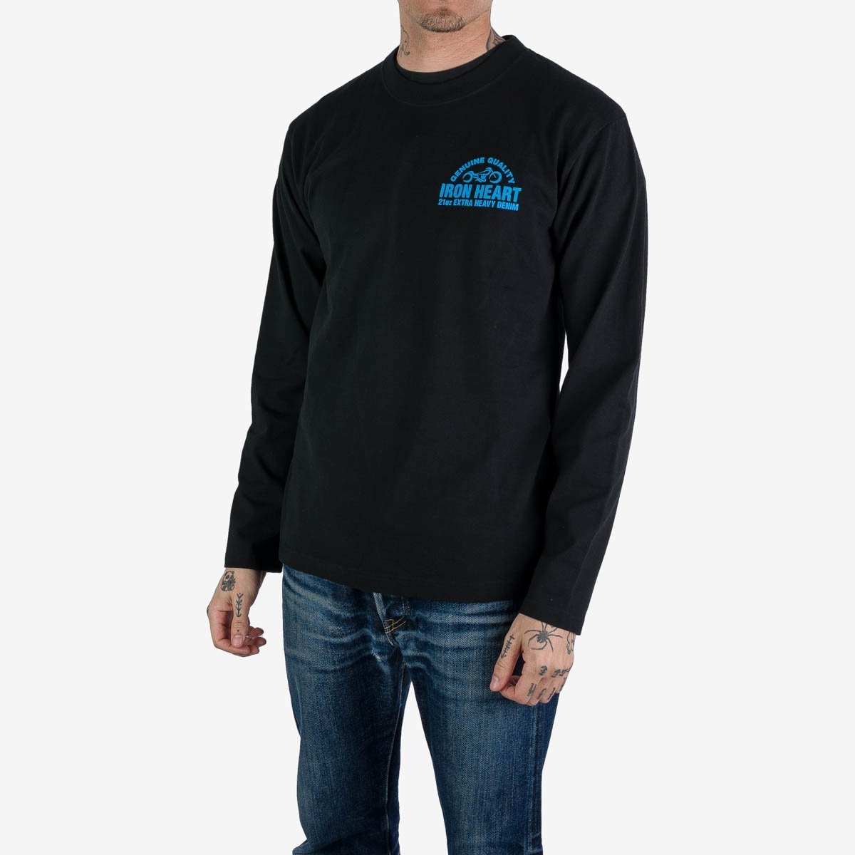 IHTL-2302-BLK 7.5oz Printed Loopwheel Crew Neck Long Sleeved T-Shirt - Black - 3