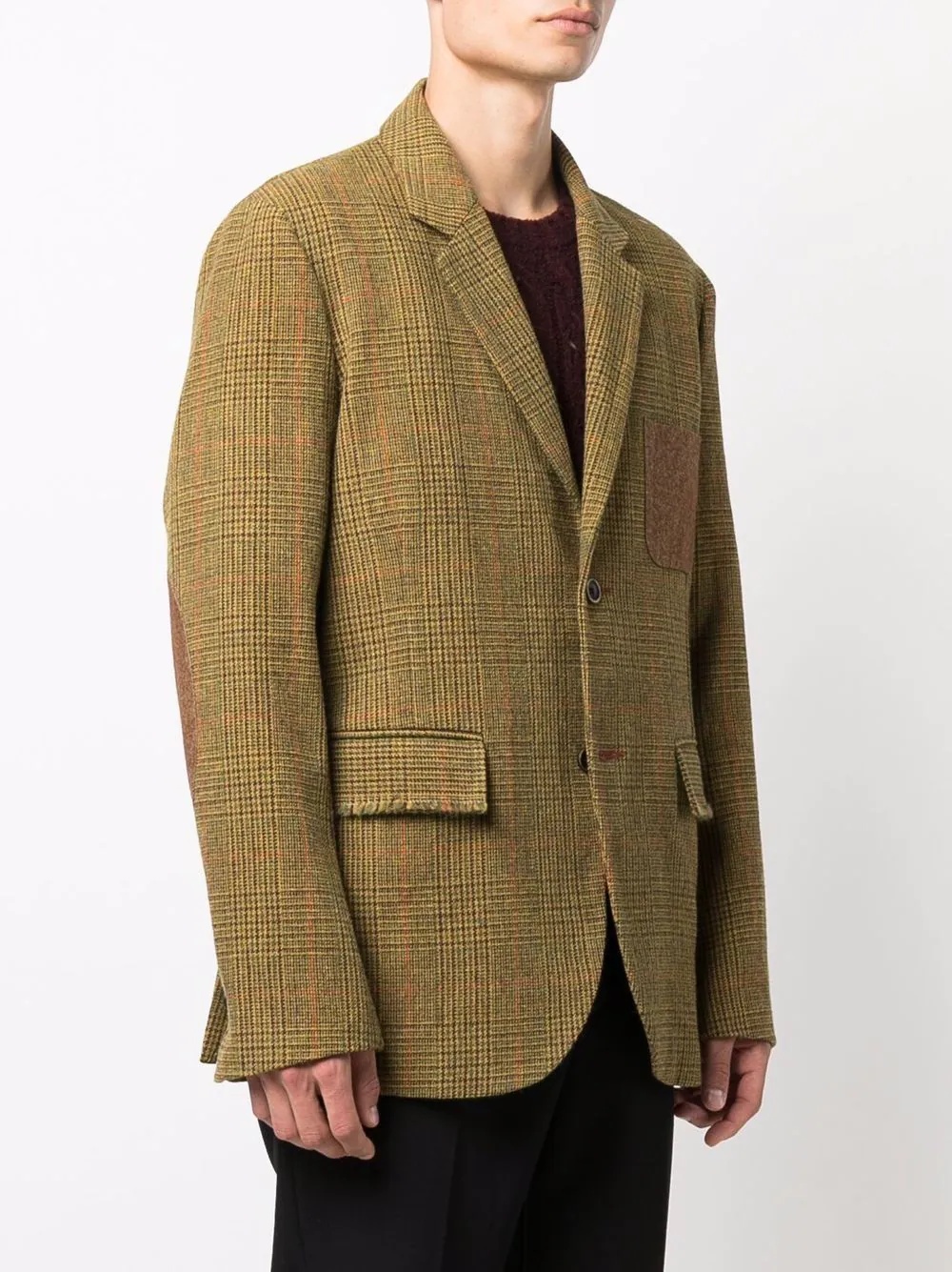 checked wool blazer - 3