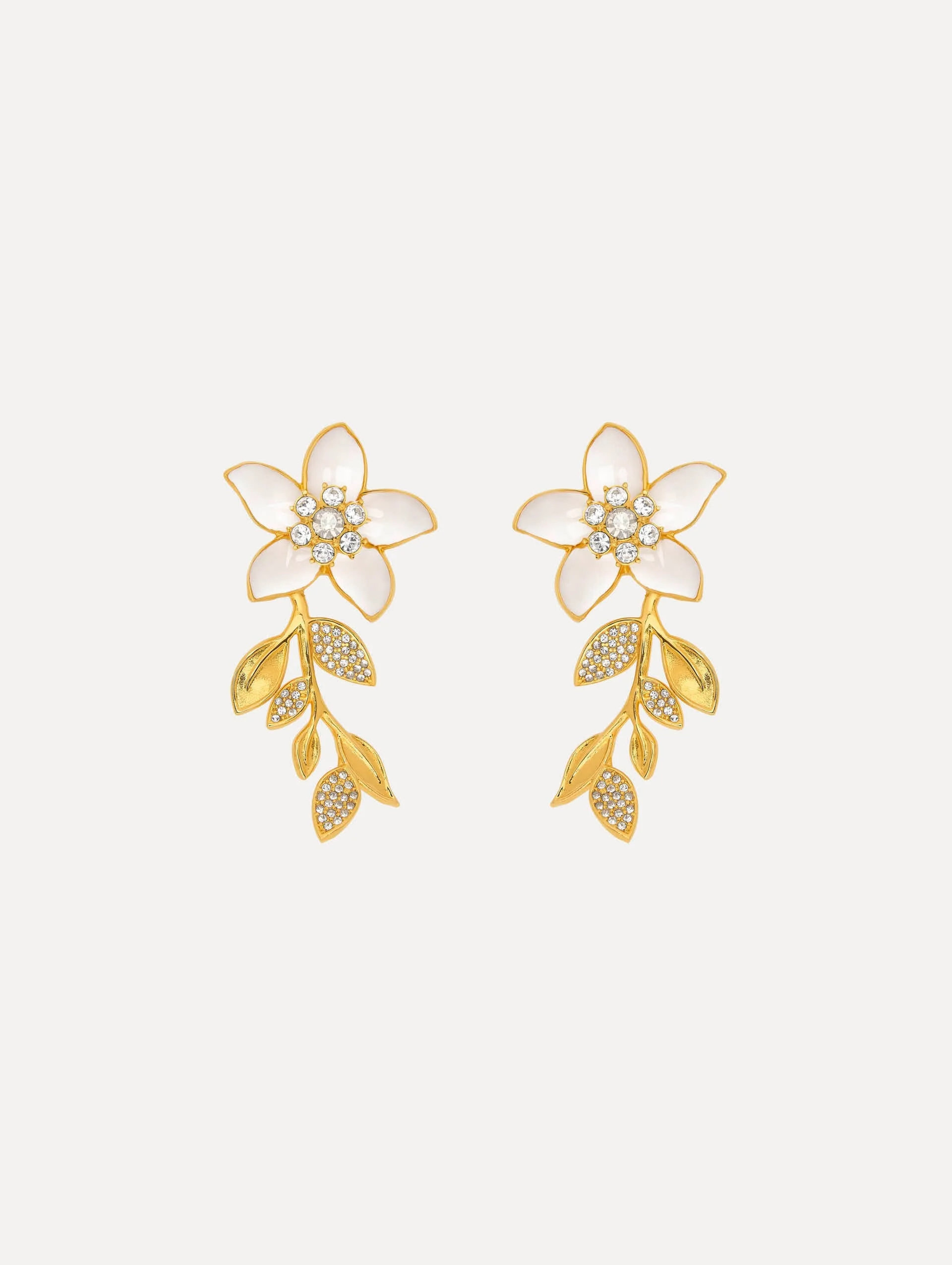 ENAMEL JASMIN VINE EARRINGS - 1