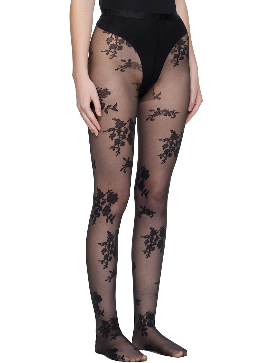 Black 'Chez Valentino' Tights - 2