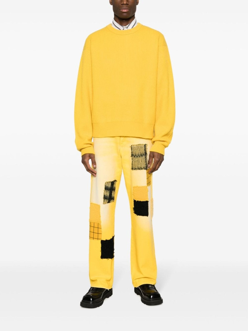 Marni patchwork-detailing cotton straight-leg jeans outlook
