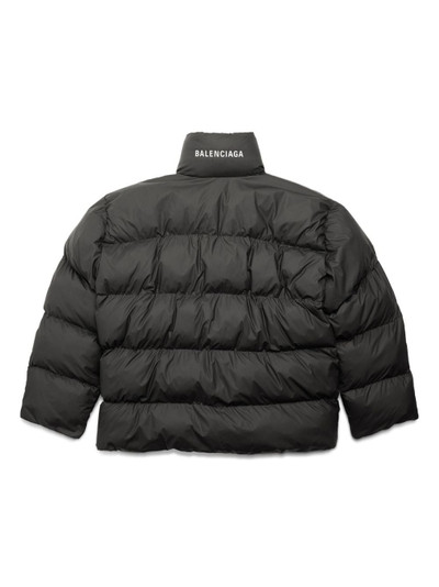 BALENCIAGA logo-print puffer jacket outlook