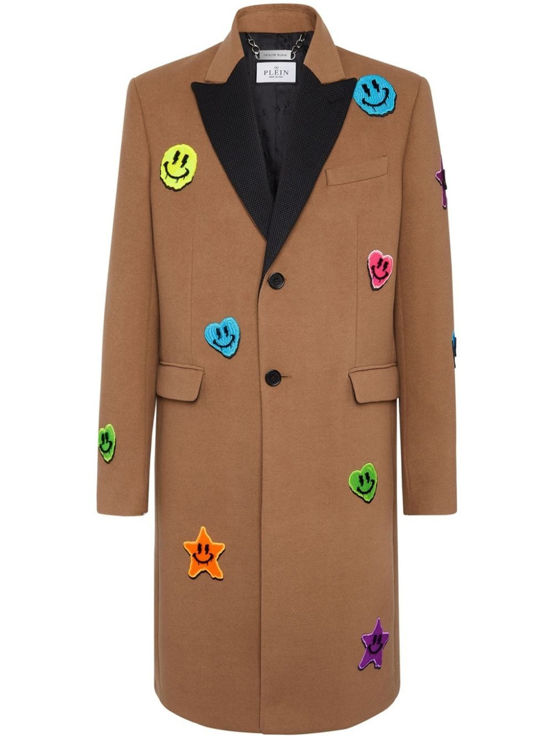 multi-patch single-breasted coat 1