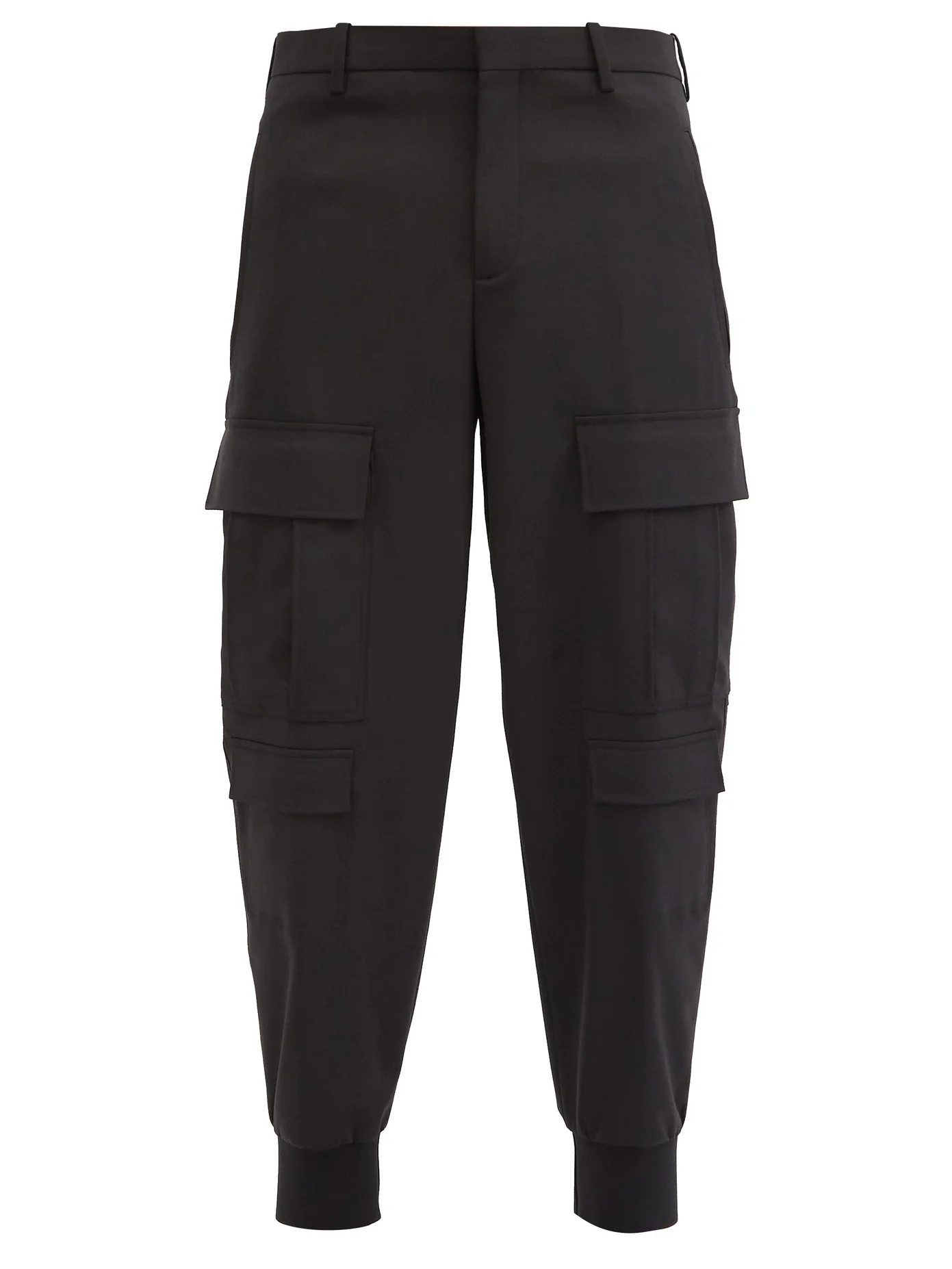 Cargo-pocket cuffed stretch-gabardine trousers - 1