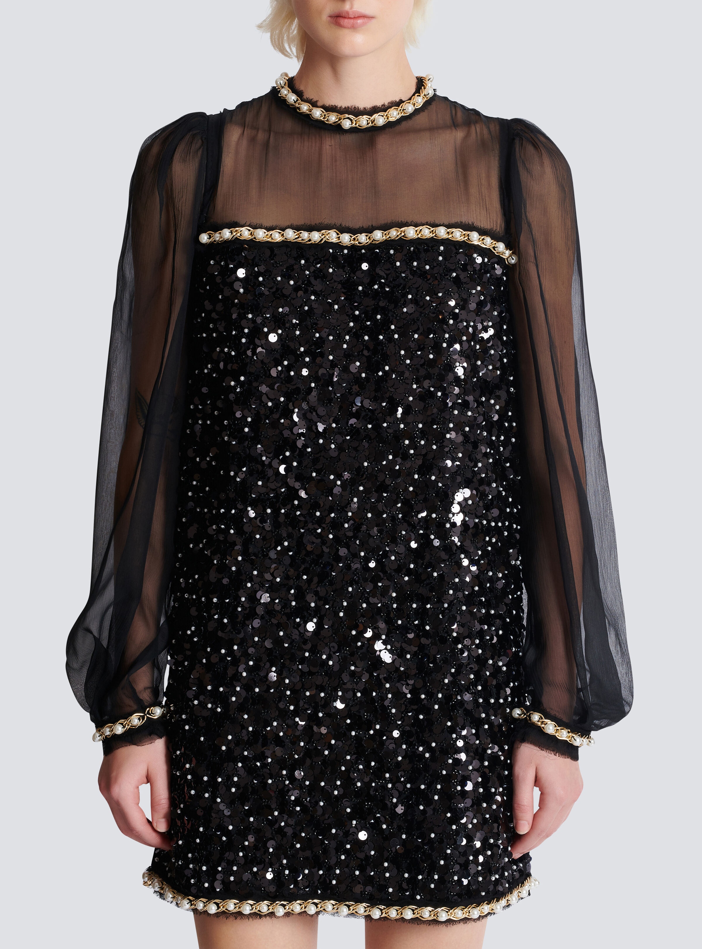 Chiffon and beaded sequin dress - 5
