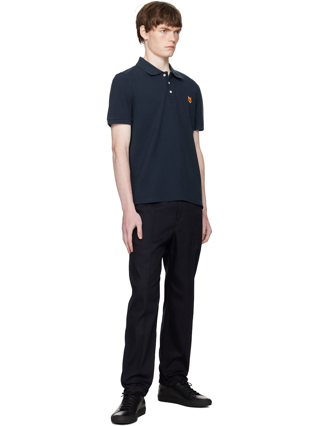 Navy Fox Head Patch Regular Polo - 4