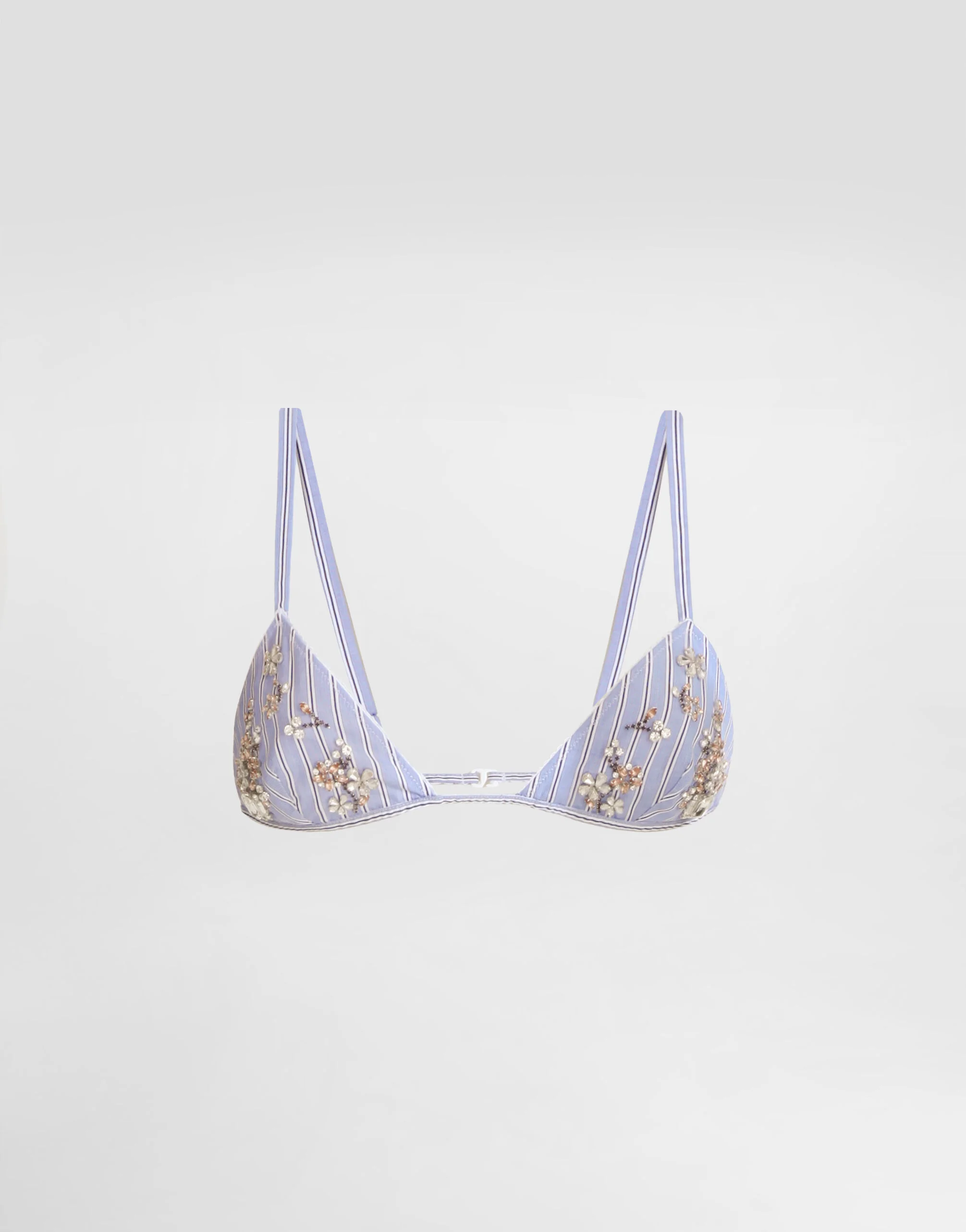 Striped poplin bra with embroidery - 1