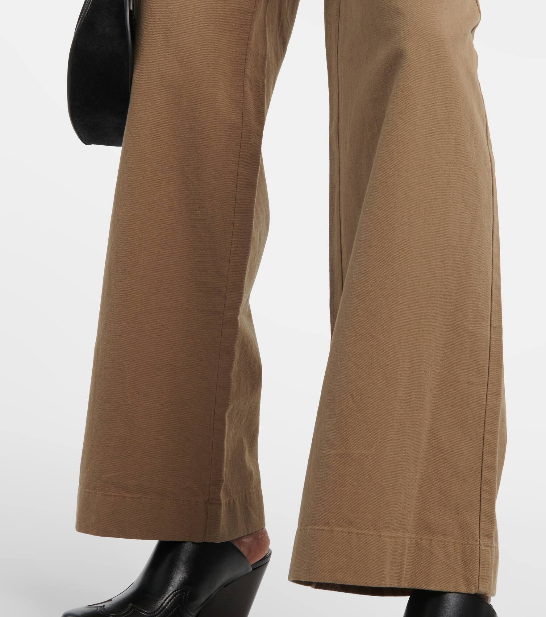 High-rise cotton twill wide-leg pants - 5