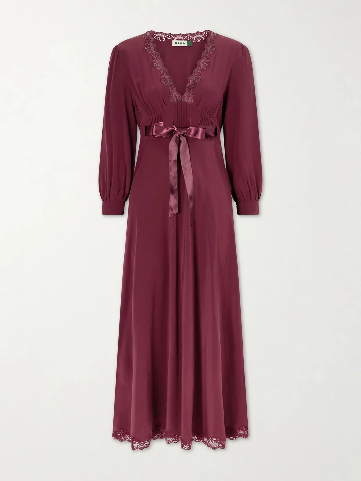 Adaline Bow-detailed Lace-trimmed Silk Maxi Dress - 1