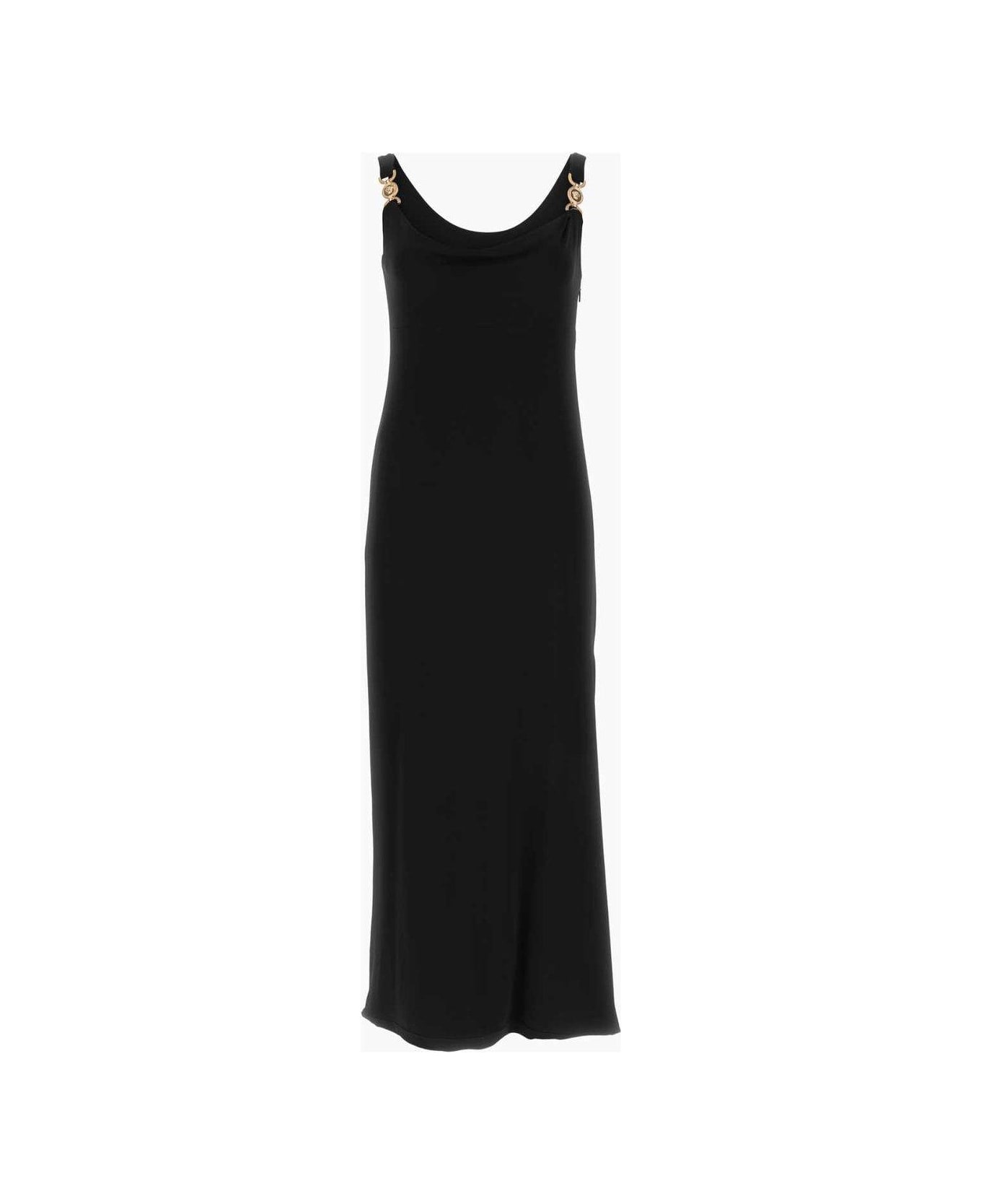 Medusa Plaque Scoop Back Midi Dress - 1