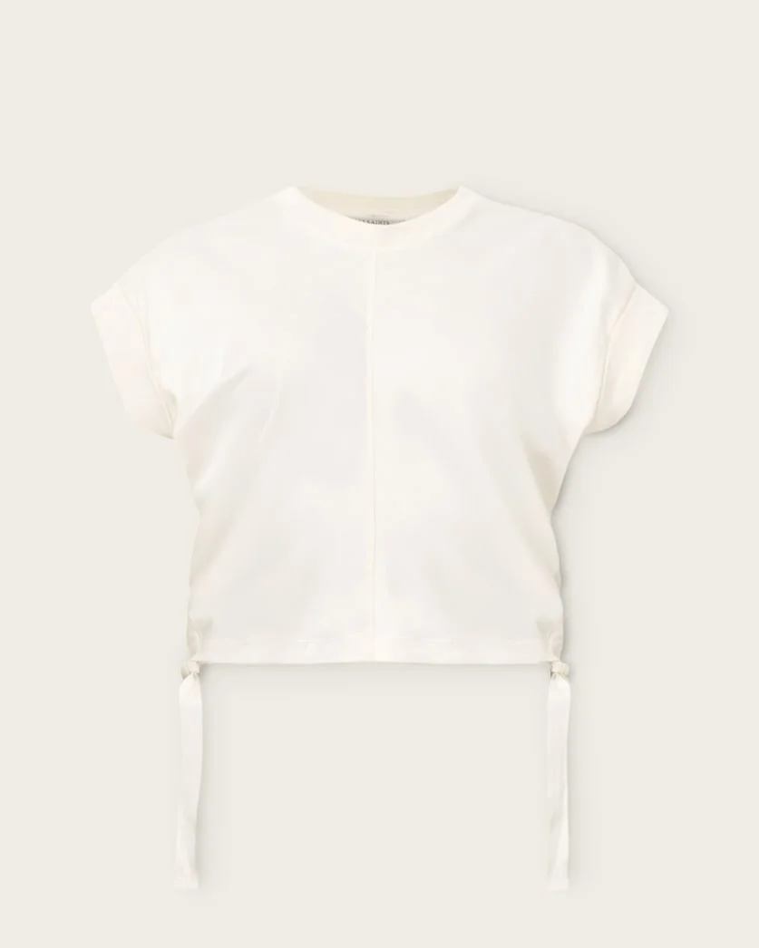 MIRA CROPPED SATIN DRAWCORD T-SHIRT - 1