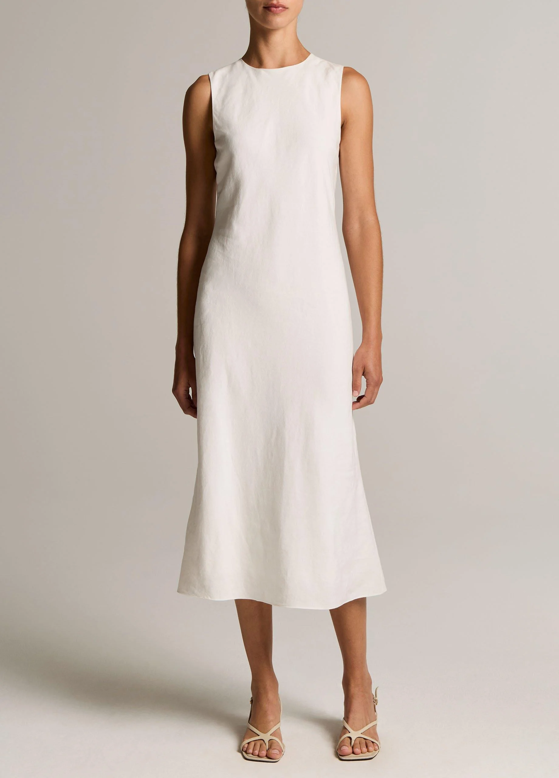 Linen-Blend Bias-Cut Dress - 1