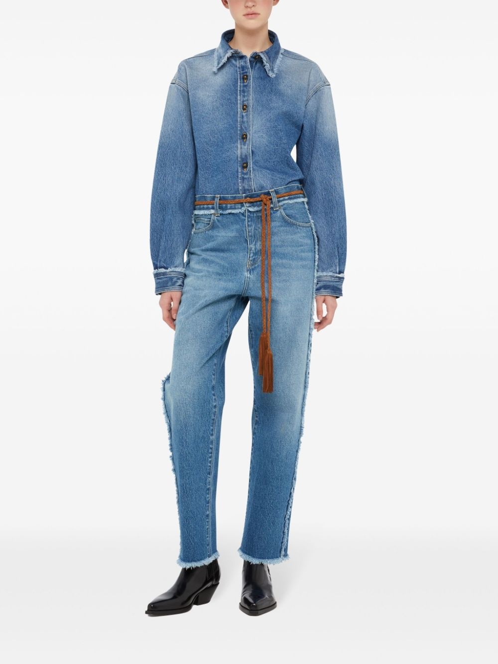fringed straight jeans - 3
